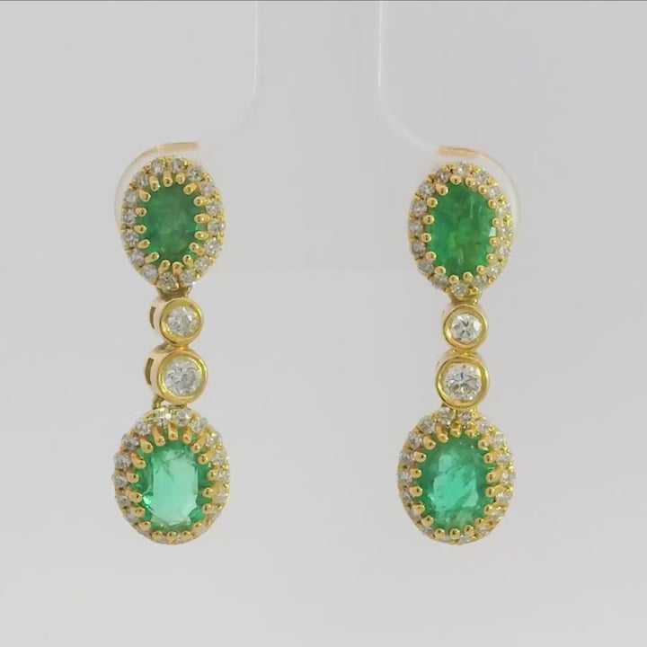 Emerald and Diamond Drop Earrings