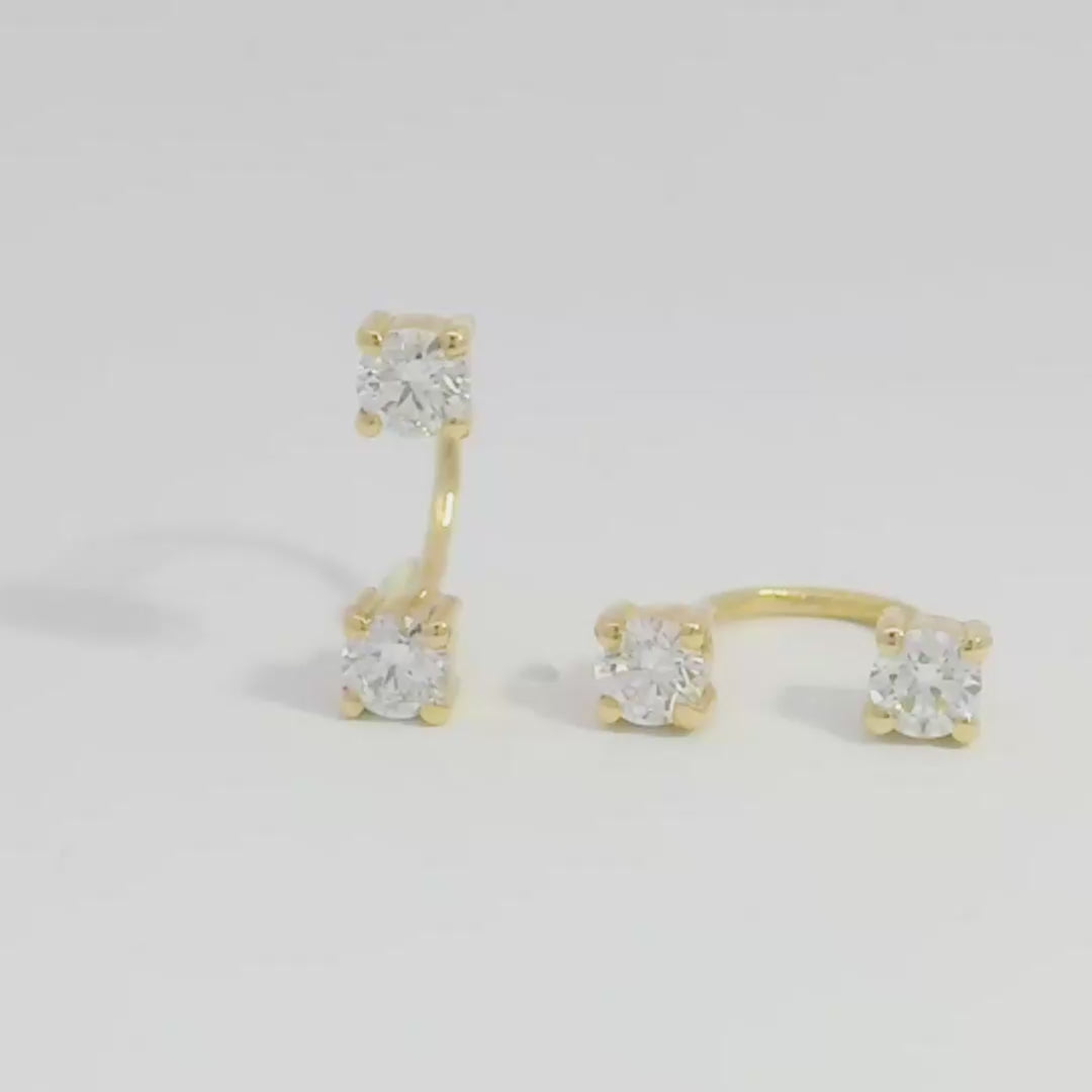 U Shape Diamond Stud Earrings
