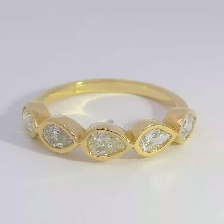 Half Pave Pear Bezel Band