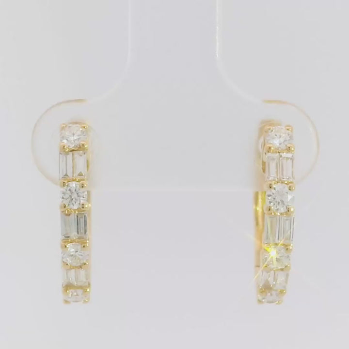 Emerald/Round cut Diamond Hoops 11mm