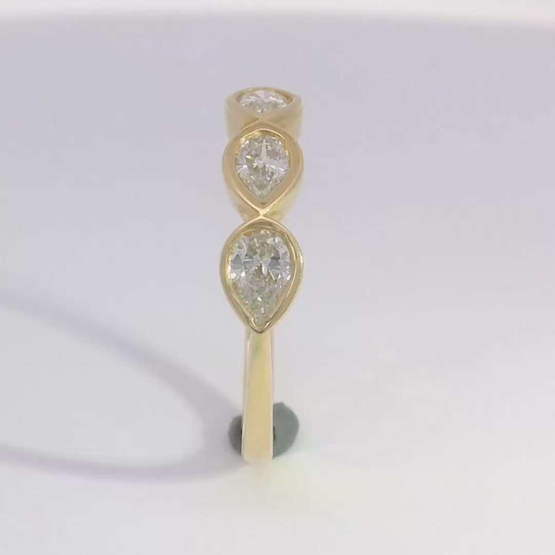 Half Pave Pear Bezel Band