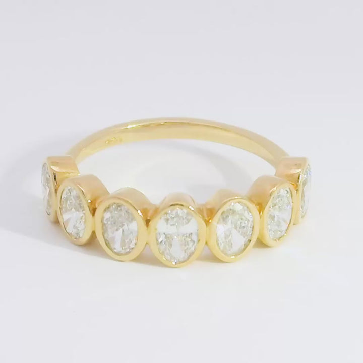 Half Pave Oval Bezel Band