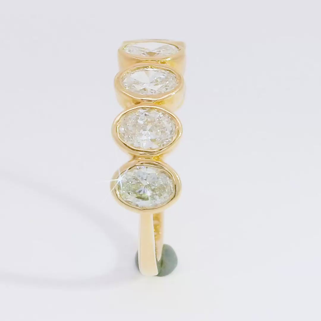 Half Pave Oval Bezel Band